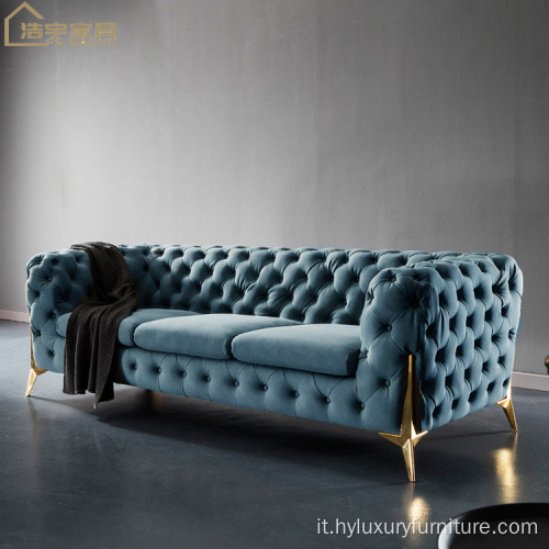 Divano Chesterfield In Velluto Americano